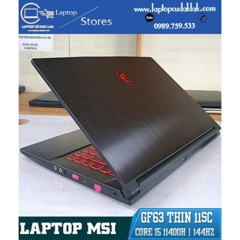 Laptop Gaming MSI GF63 Thin 11SC/ Intel Core i5 11400H/ Ram 8GB PC4/ SSD 512GB NVME / VGA GTX1650 4G / LCD 15.6 Inch 144Hz