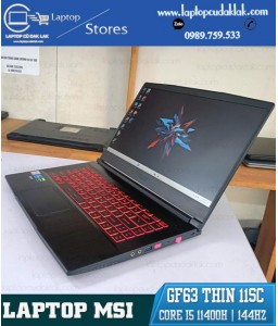 Laptop Gaming MSI GF63 Thin 11SC/ Intel Core i5 11400H/ Ram 8GB PC4/ SSD 512GB NVME / VGA GTX1650 4G / LCD 15.6 Inch 144Hz