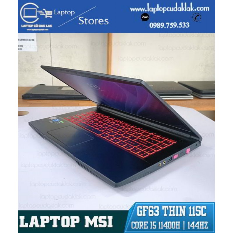 Laptop Gaming MSI GF63 Thin 11SC/ Intel Core i5 11400H/ Ram 8GB PC4/ SSD 512GB NVME / VGA GTX1650 4G / LCD 15.6 Inch 144Hz