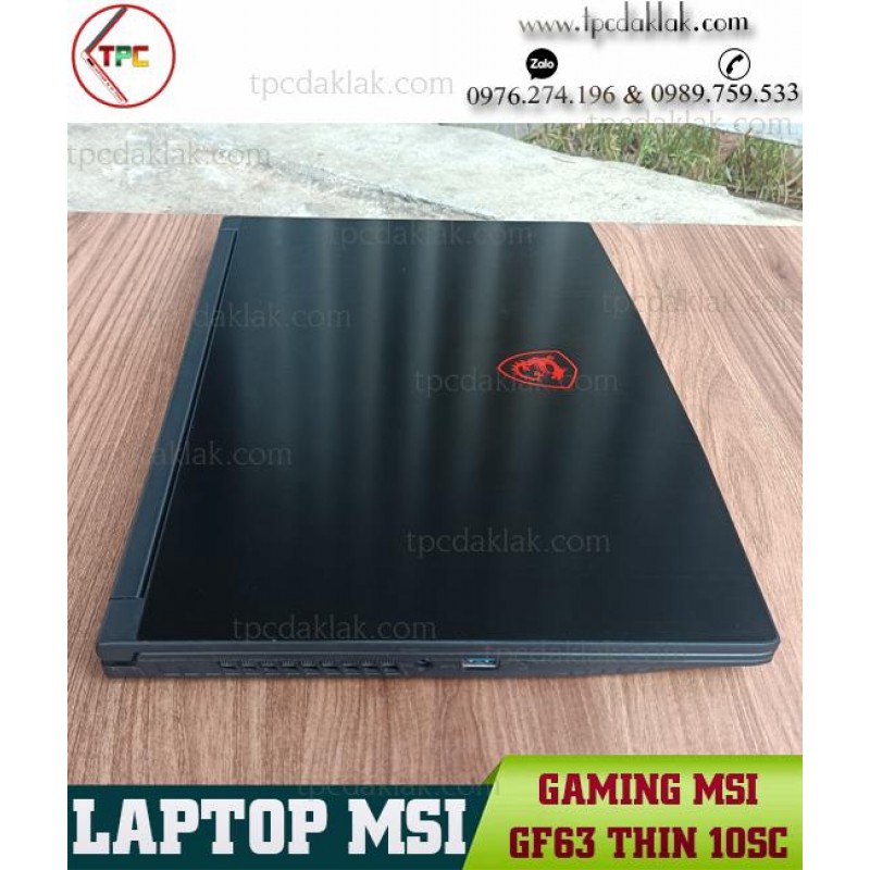 Laptop MSI GF63 Thin 10sc / I7 - 10750H / Ram 16GB PC4 / SSD 512GB / VGA Nvidia GeForce GTX 1650 Max-Q Design, 4GB / LCD 15.6 FHD