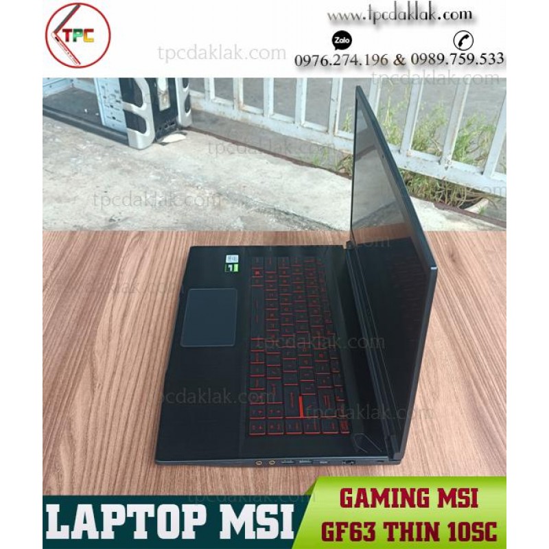 Laptop MSI GF63 Thin 10sc / I7 - 10750H / Ram 16GB PC4 / SSD 512GB / VGA Nvidia GeForce GTX 1650 Max-Q Design, 4GB / LCD 15.6 FHD