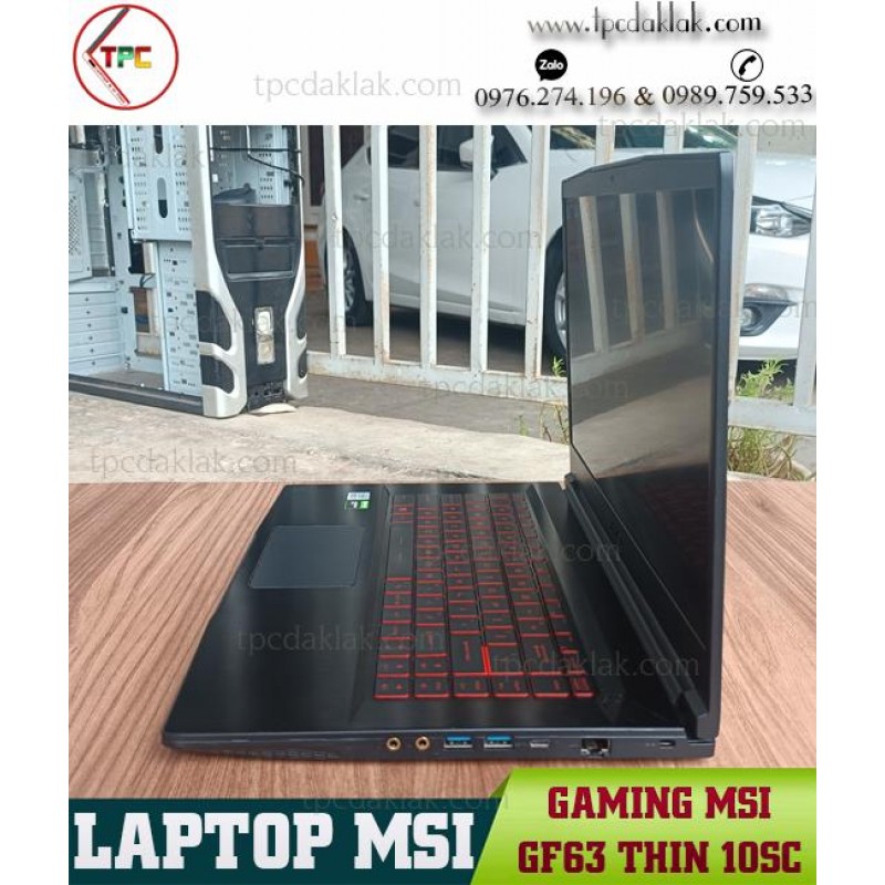 Laptop MSI GF63 Thin 10sc / I7 - 10750H / Ram 16GB PC4 / SSD 512GB / VGA Nvidia GeForce GTX 1650 Max-Q Design, 4GB / LCD 15.6 FHD