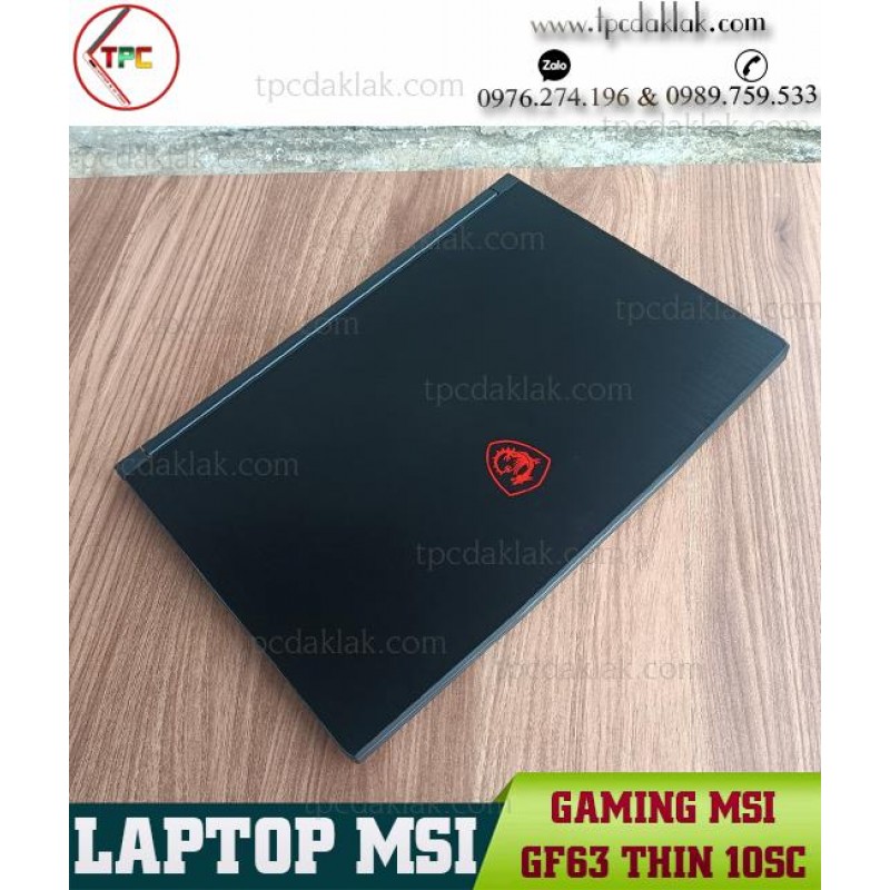 Laptop MSI GF63 Thin 10sc / I7 - 10750H / Ram 16GB PC4 / SSD 512GB / VGA Nvidia GeForce GTX 1650 Max-Q Design, 4GB / LCD 15.6 FHD