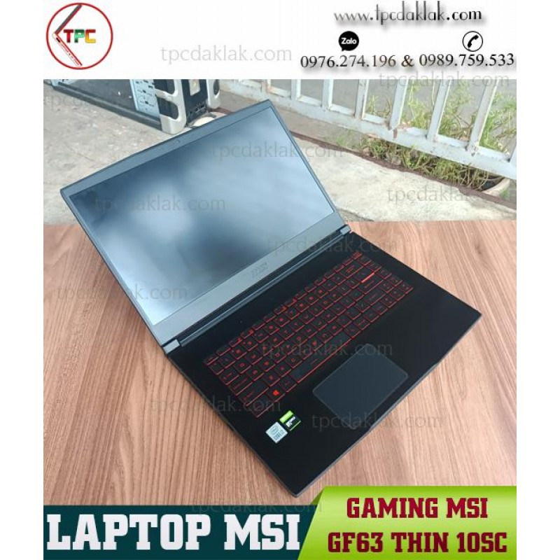 Laptop MSI GF63 Thin 10sc / I7 - 10750H / Ram 16GB PC4 / SSD 512GB / VGA Nvidia GeForce GTX 1650 Max-Q Design, 4GB / LCD 15.6 FHD