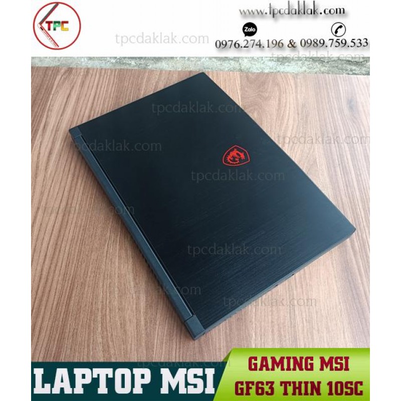 Laptop MSI GF63 Thin 10sc / I7 - 10750H / Ram 16GB PC4 / SSD 512GB / VGA Nvidia GeForce GTX 1650 Max-Q Design, 4GB / LCD 15.6 FHD