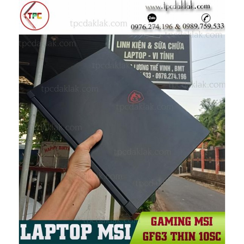 Laptop MSI GF63 Thin 10sc / I7 - 10750H / Ram 16GB PC4 / SSD 512GB / VGA Nvidia GeForce GTX 1650 Max-Q Design, 4GB / LCD 15.6 FHD