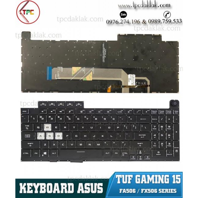 Keyboard Laptop Asus TUF GAMING A15 F15 - FA506, FX506 AEBKXU00010 0KNR0-661VUS00 V191346AS1 ( Original )