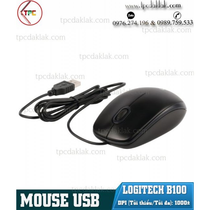 Chuột máy tính Doanh nghiệp Logitech B100 DPI 1000± | Business Mouse Logitech B100 ( USB - Black )