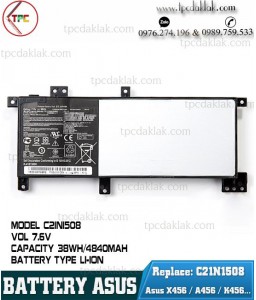 Pin Laptop Asus C21N1508 / Asus X456, R457, F456, F456 0B200-01740000, C21PQ91 [ 7.4V - 38Wh - 4840mAh ]
